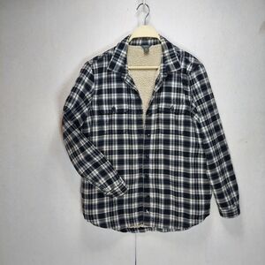 Eddie Bauer Sherpa Lined Favorite Flannel Shirt Women’s Medium Plaid Jacket